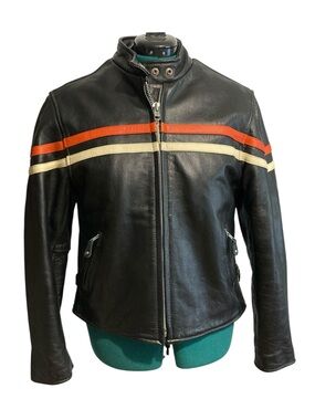 Hot Leathers Striped Leather Racing Moto Jacket